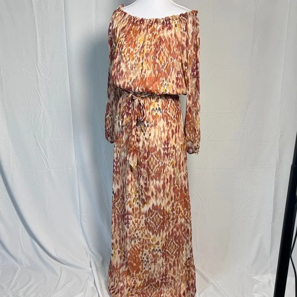 Nine West Multicolor Long Sleeve Maxi Dress - Picture 1 of 3